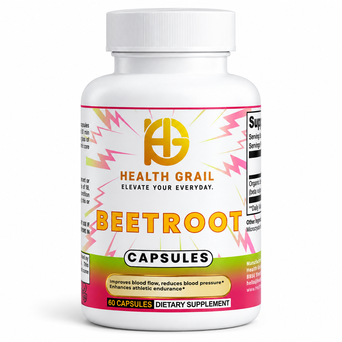 Organic Beetroot Capsules – 1,300 mg Whole Root Powder