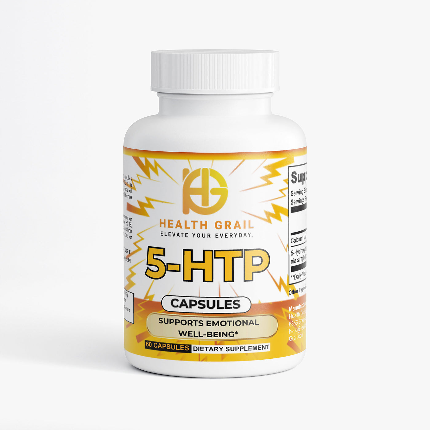 Health-Grail 5-HTP capsules for emotional well-being and relaxation support