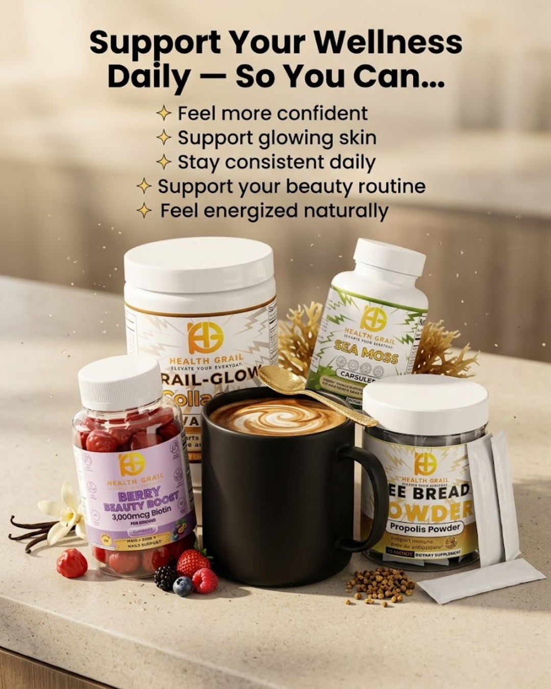 Grail Glow Stack – Women's Beauty & Wellness Bundle