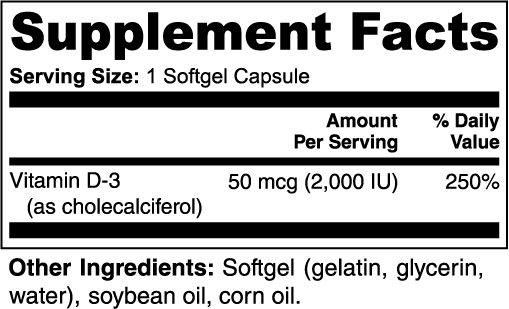 HEALTH-GRAIL VITAMIN D3 — 2,000 IU