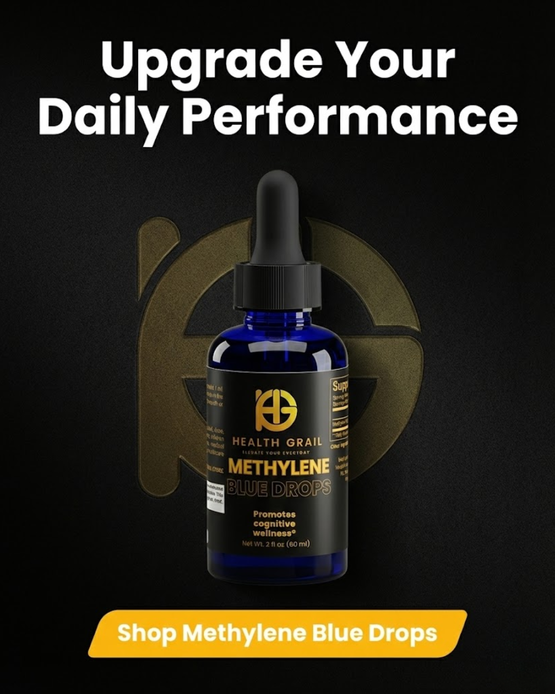Health-Grail Methylene Blue Drops bottle and dropper