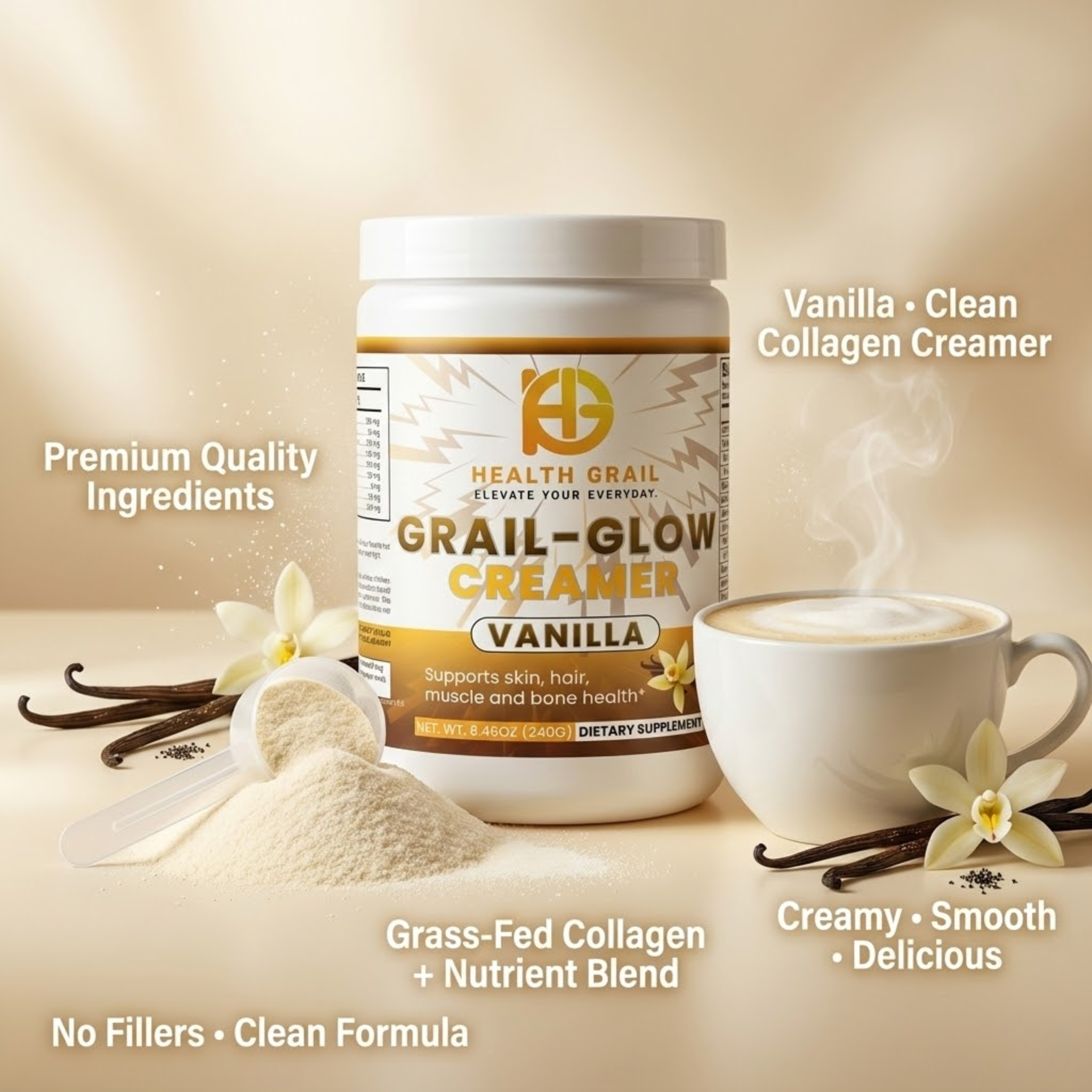 HEALTH-GRAIL VANILLA GLOW COLLAGEN CREAMER