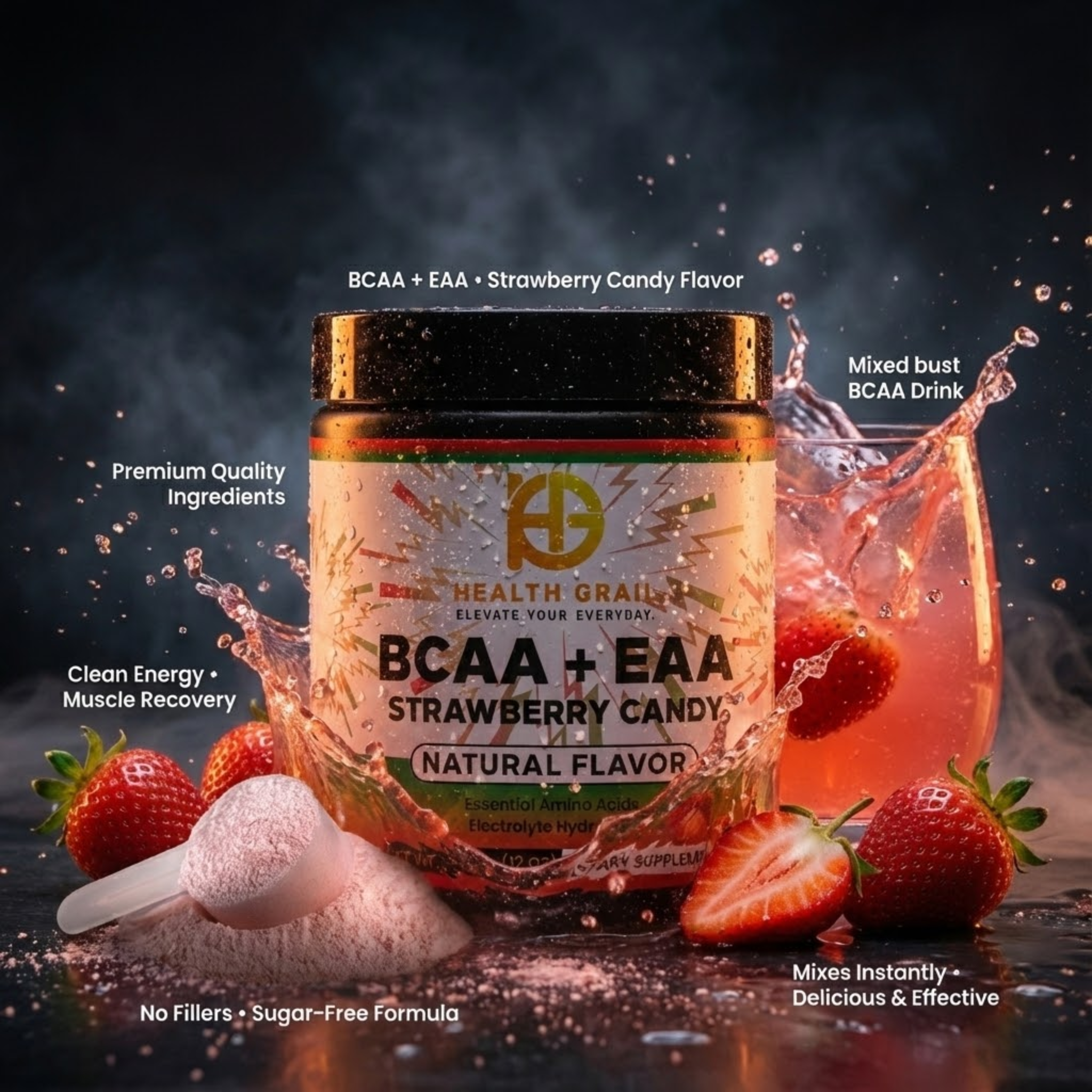 HEALTH-GRAIL BCAA + EAA — STRAWBERRY