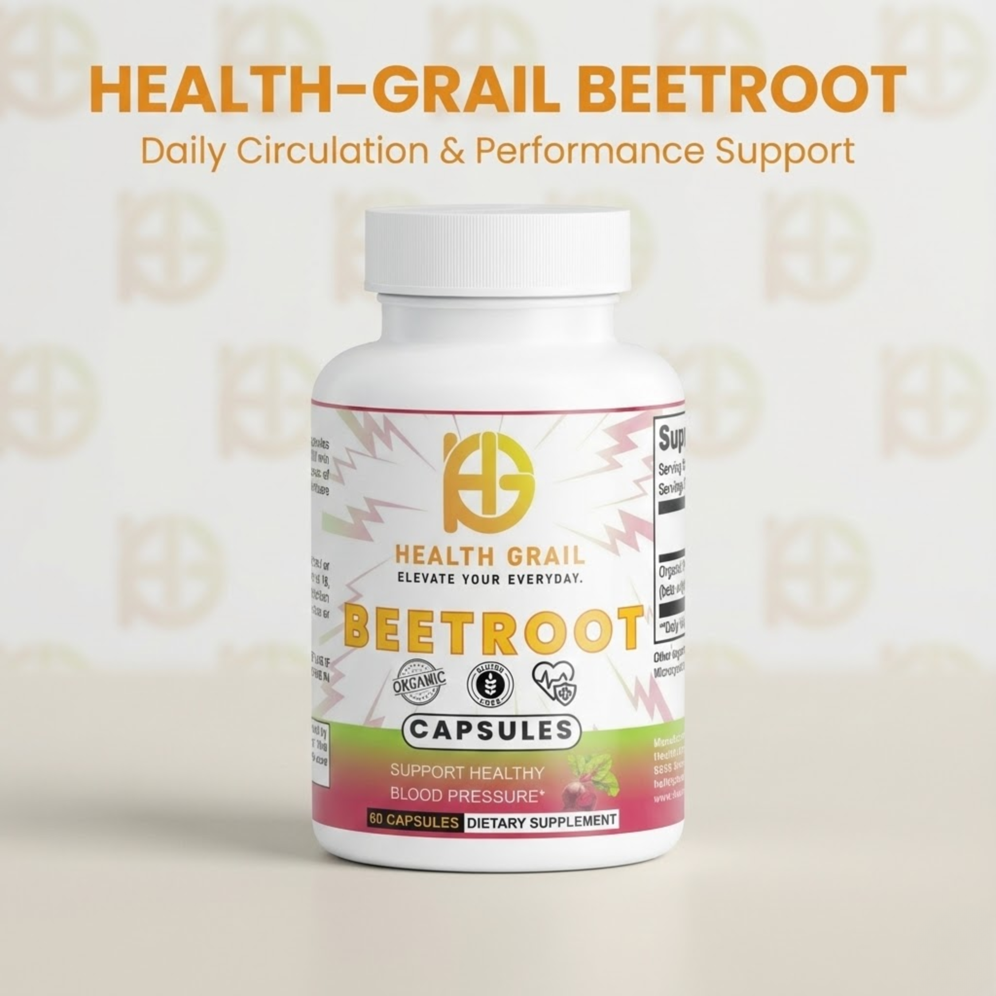 Health-Grail Beetroot supplement bottle on a light background