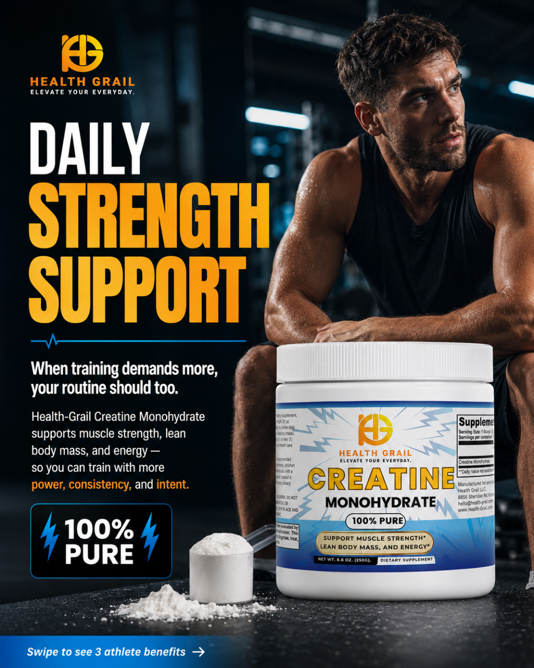Health-Grail Daily Strength Support Creatine  Monohydrate