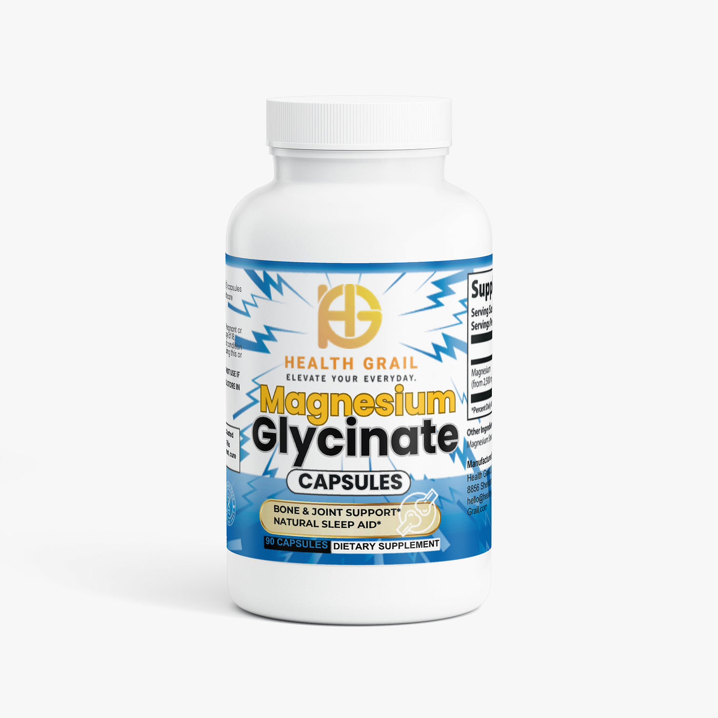 Health-Grail Magnesium Glycinate capsules for muscle nerve and recovery support
