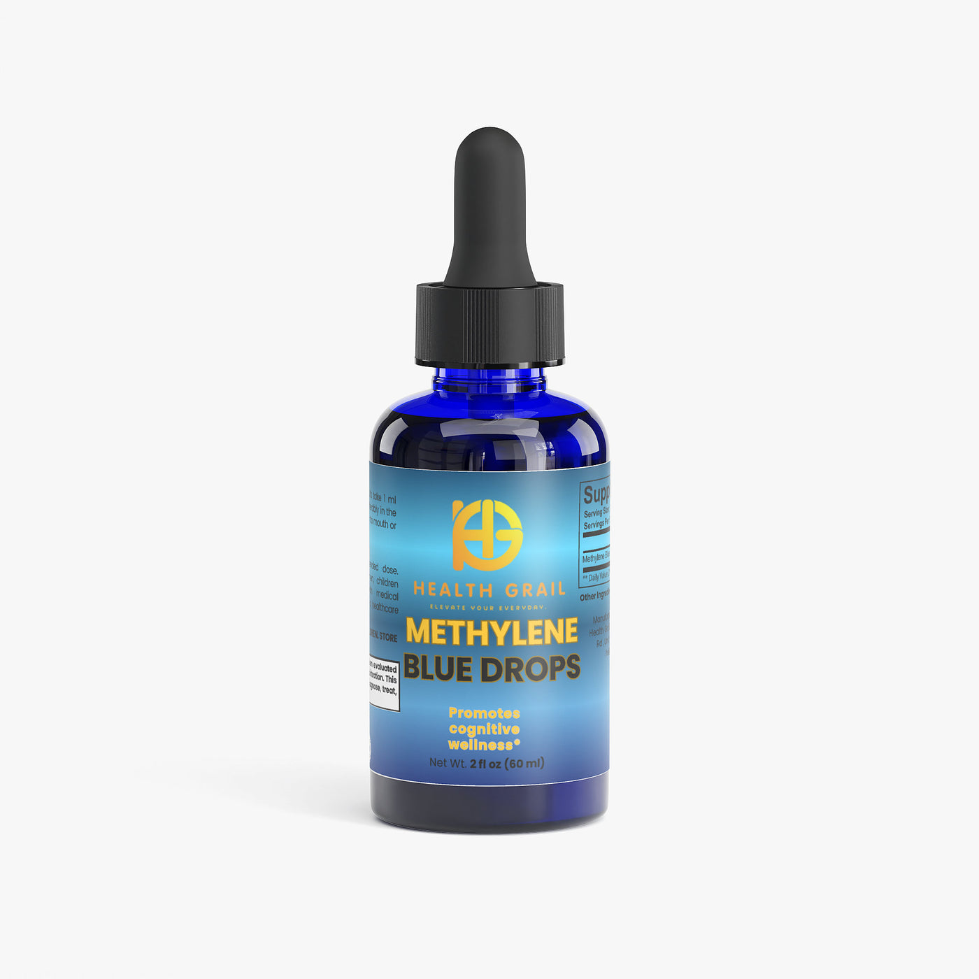 Health-Grail Methylene Blue Drops 60 milliliter bottle with precision dropper