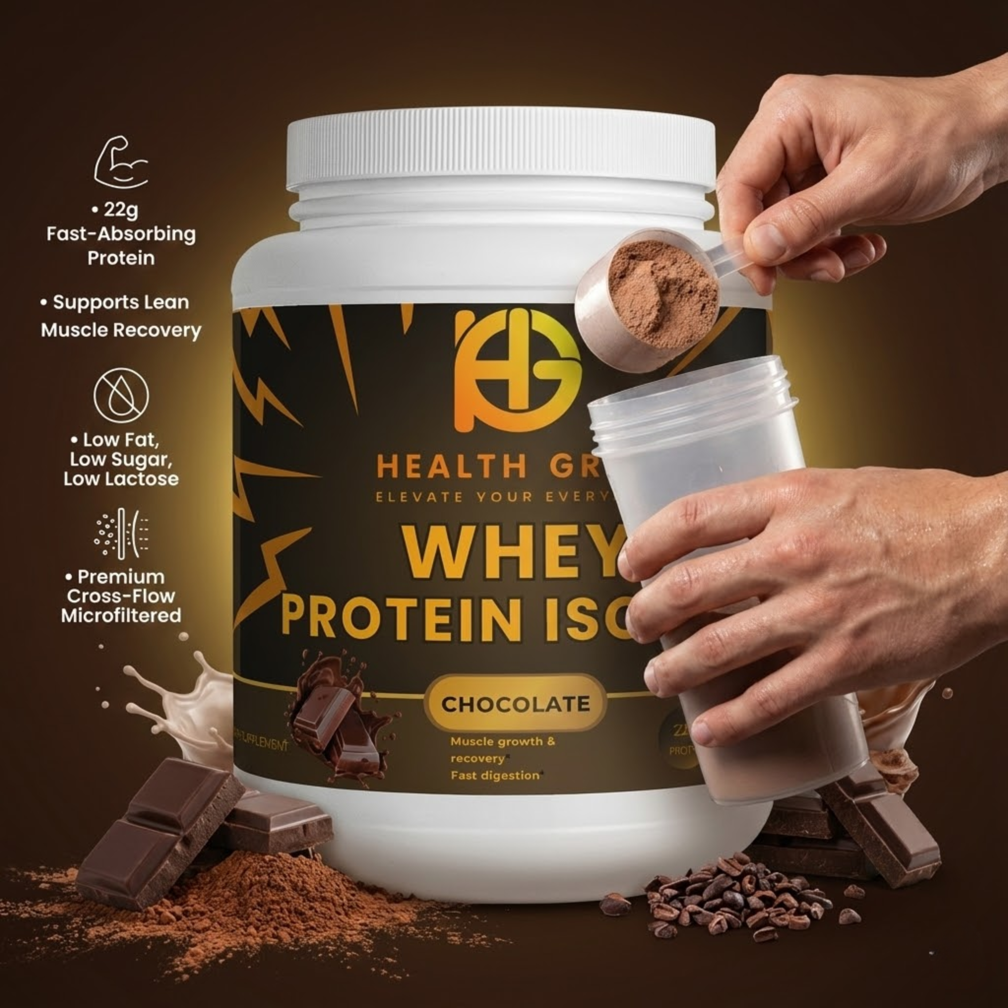 HEALTH-GRAIL CHOCOLATE WHEY PROTEIN ISOLATE