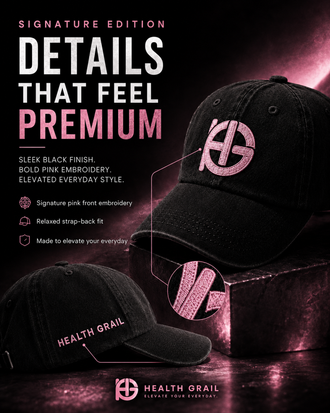 Black Lifestyle Off-Duty Cap Pink Logo